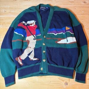 Golf-Themed Cardigan Sweater